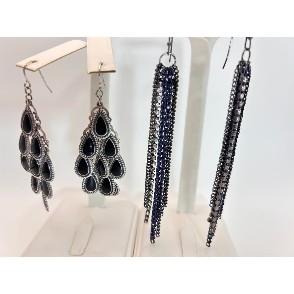 Unbranded Earrings Set Women OS Black Blue Good Chandelier Tassel Rhinestone